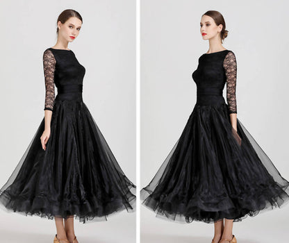 Black ballroom lace practice dress