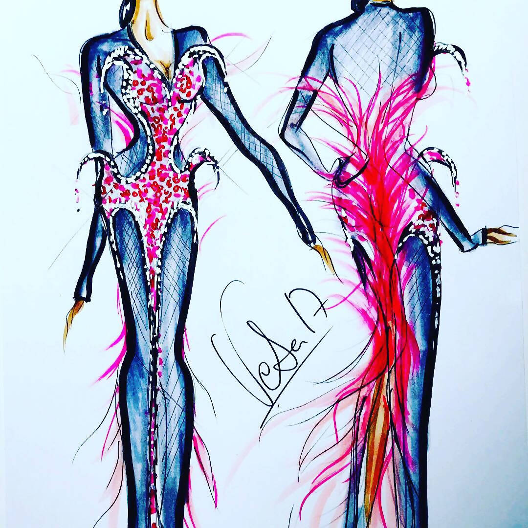 Vesa Black & Pink Latin Dress (latin dresses for sale, dancesport, rhythm)