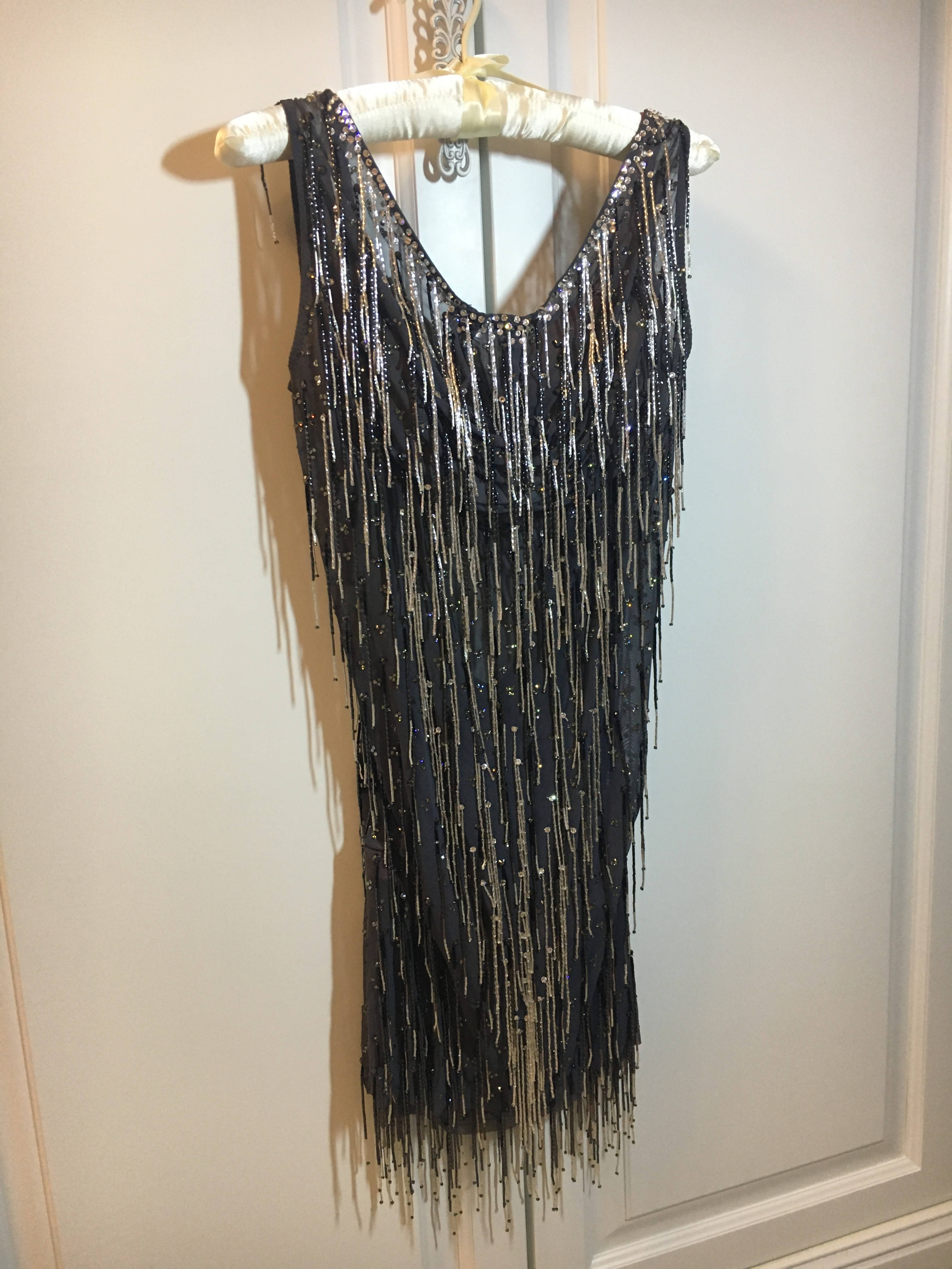 Grey Latin Dress Full of Fringe (ballroom dresses for sale, latin, dancesport, rhythm) - DDressing