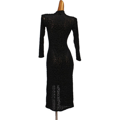 Practice Black Leopard Latin Dancewear Dress (dancewear, dance practice wear, latin dresses for sale)