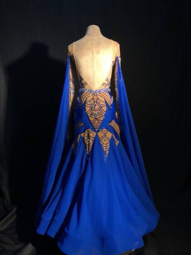 Cobalt Blue Standard Ballroom Dress (ballroom dress for sale, standard, modern, smooth)