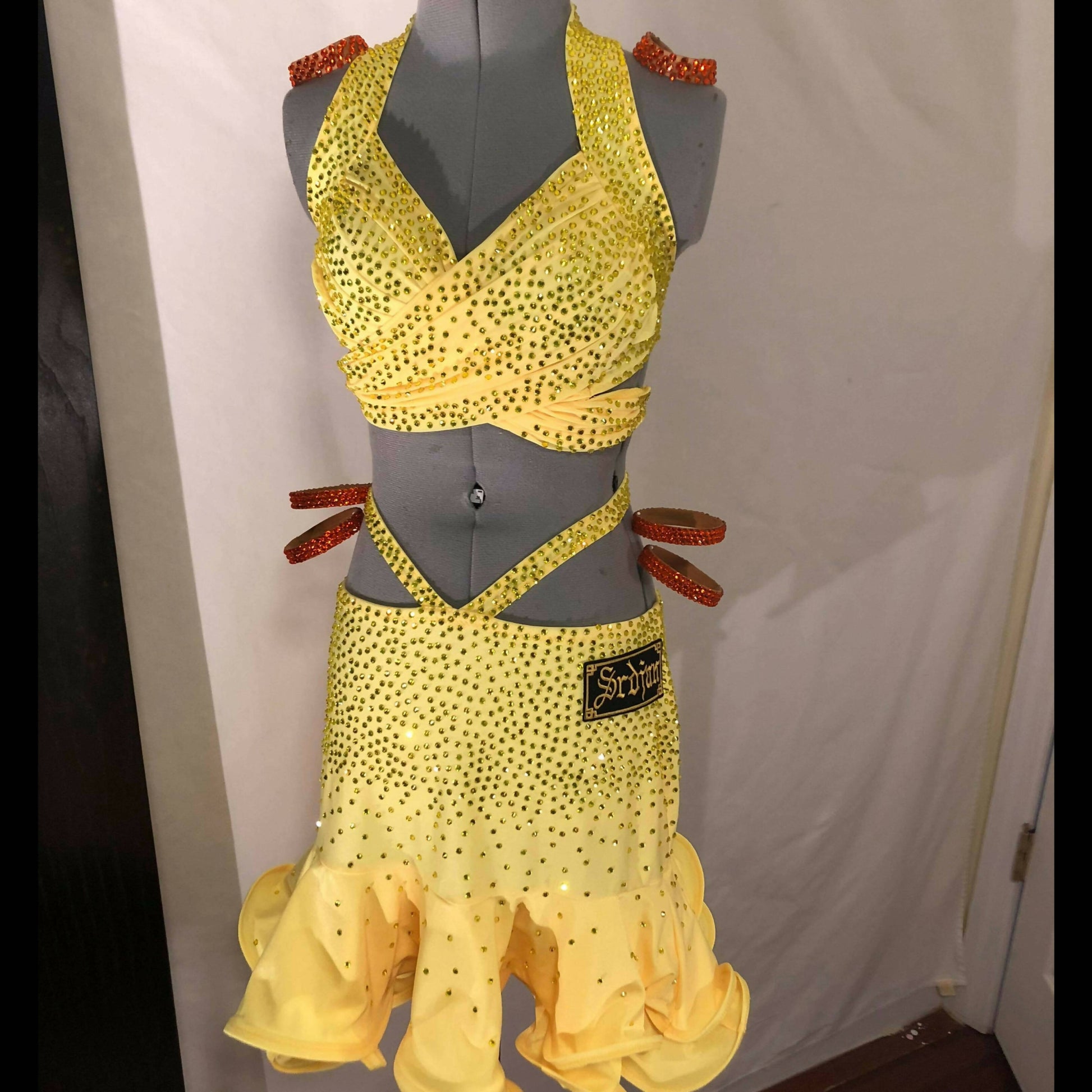Fully Stoned Yellow Latin Dress (rhythm, latin dresses for sale, dancesport)