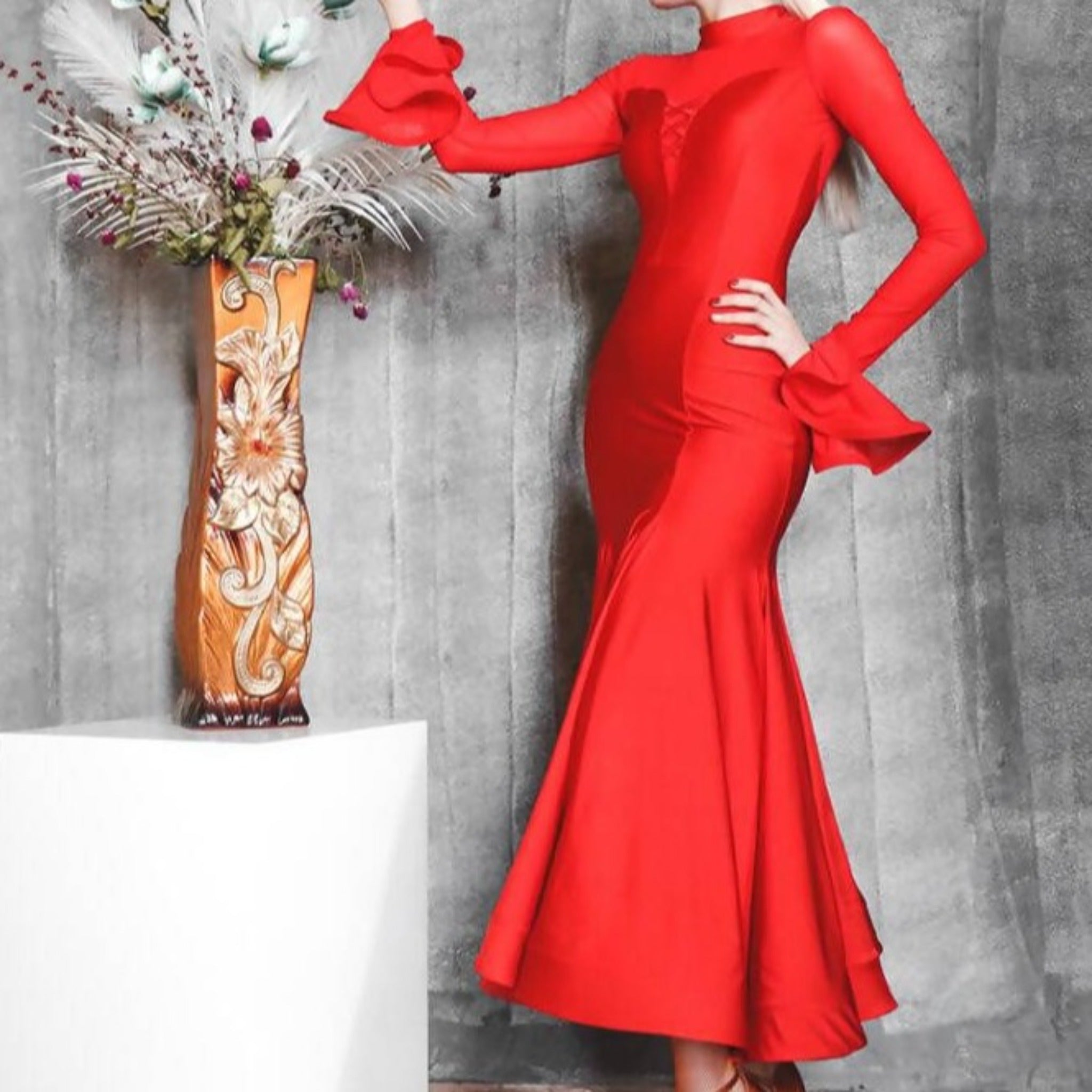 Vivid Valentine Red Ballroom Dress (new, smooth dress, standard dress for sale) 640
