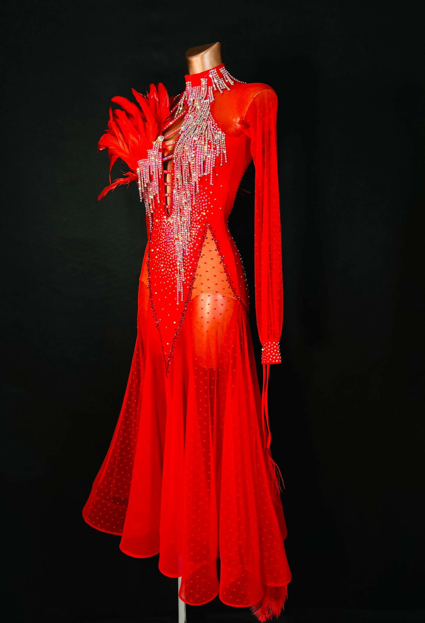 Scarlet Enchantment Ballroom Dress by FB International, ballroom dress for sale, standard dress, ballroom dresses for sale, smooth dress