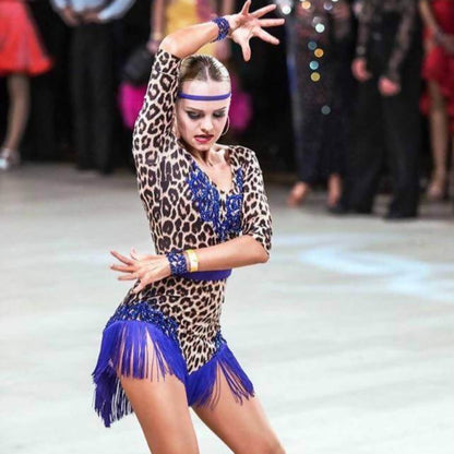 Blue Leopard Latin Dress (ballroom dresses for sale, latin dress for sale, dancesport, rhythm)