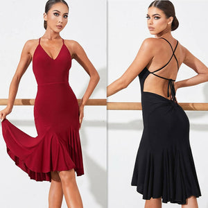 Open image in slideshow, New Red/Black Latin Dancewear Dress (dancewear, dance practice wear) 2238
