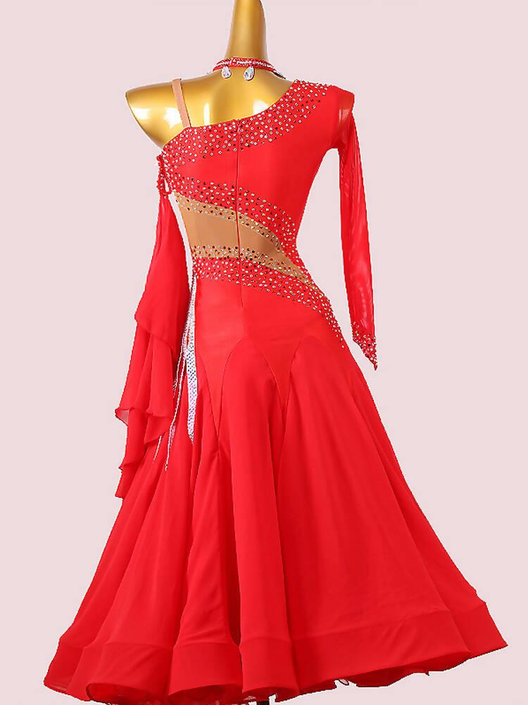 Unique One Sleeve Red Ballroom Dress Unique One Sleeve Red Ballroom Dress