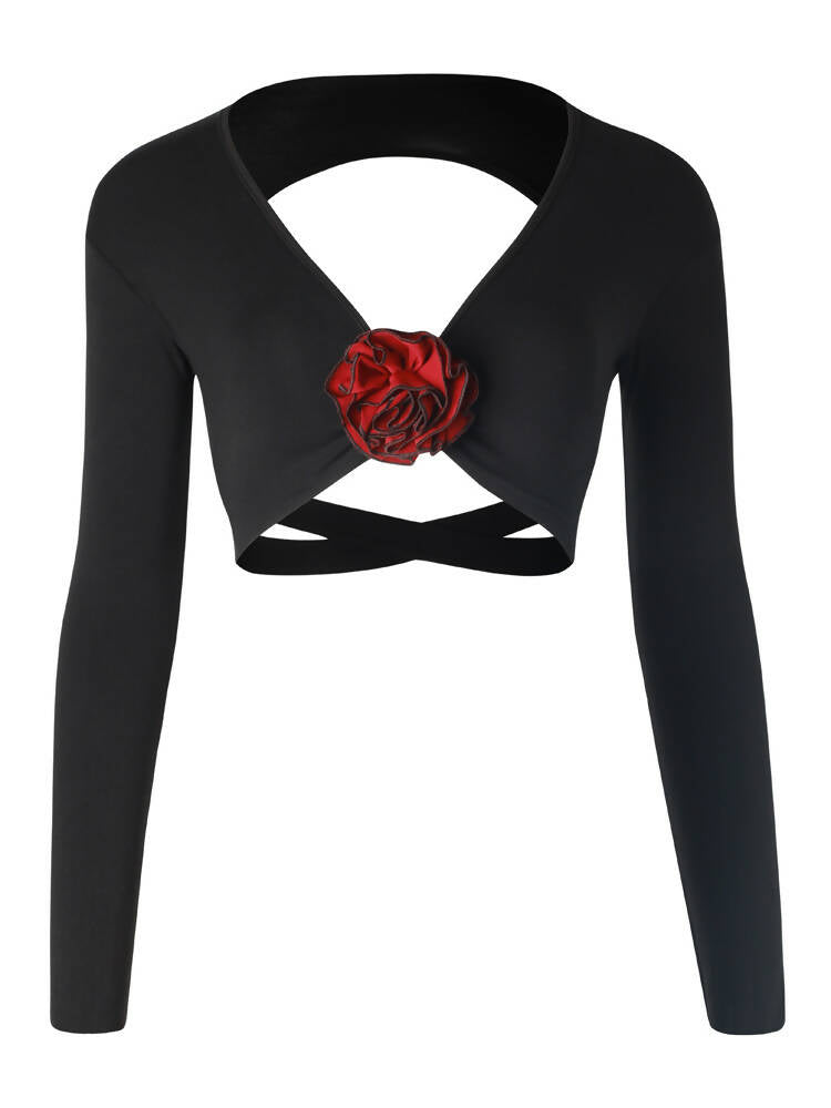 Black dance practice top with rose