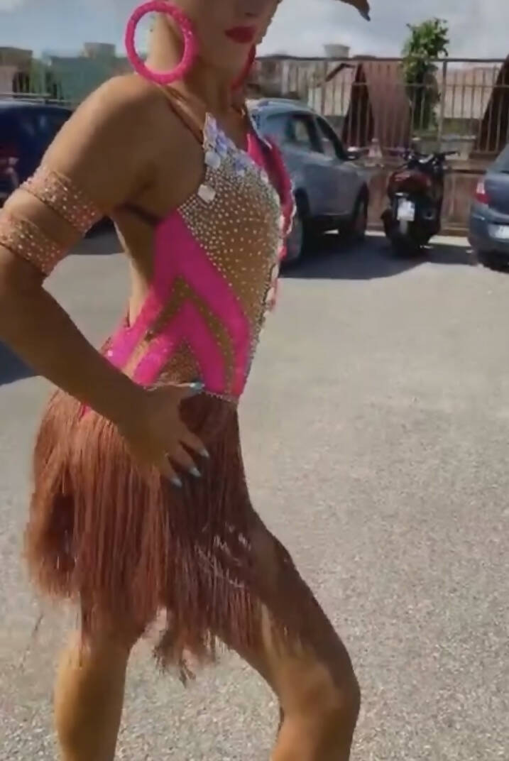 Beige&Pink Latin Dress (latin dress for sale, latin, dancesport, rhythm)
