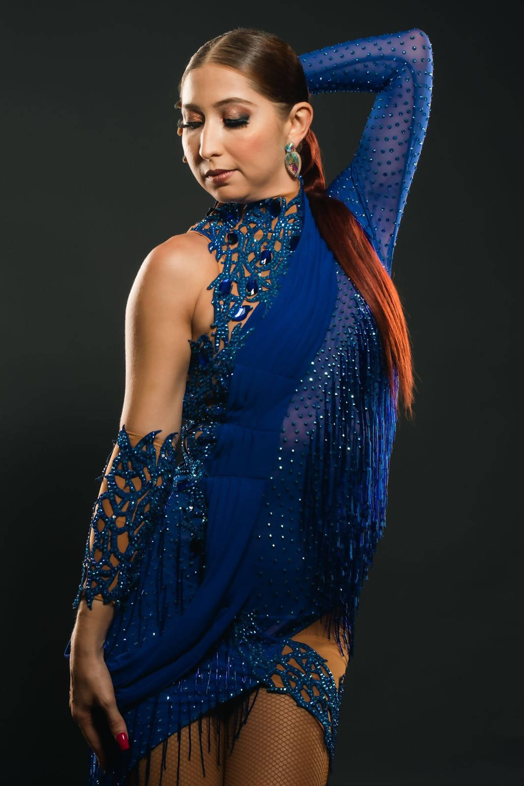 Blue Standing Sapphire Latin dress (latin dress for sale, latin, dancesport, rhythm)