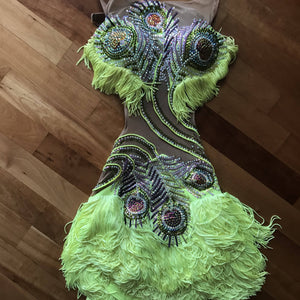 Latin Lime Dress Peacock Feather - DDressing
