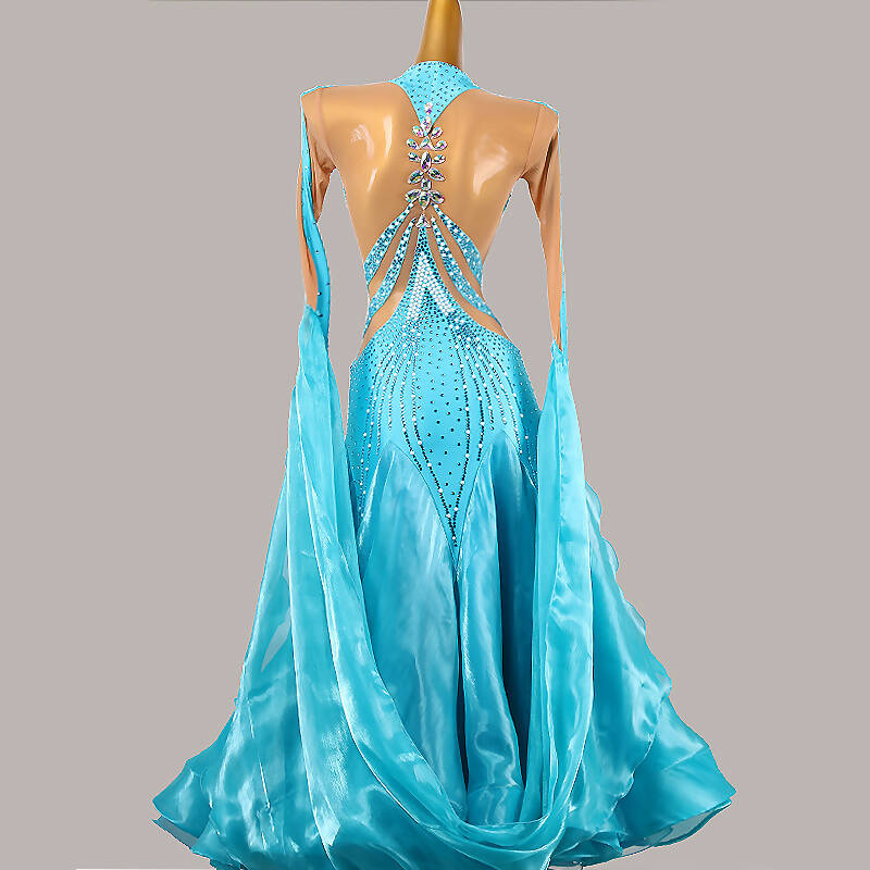 Radiant Shiny Blue Ballroom Dress | MD1268
