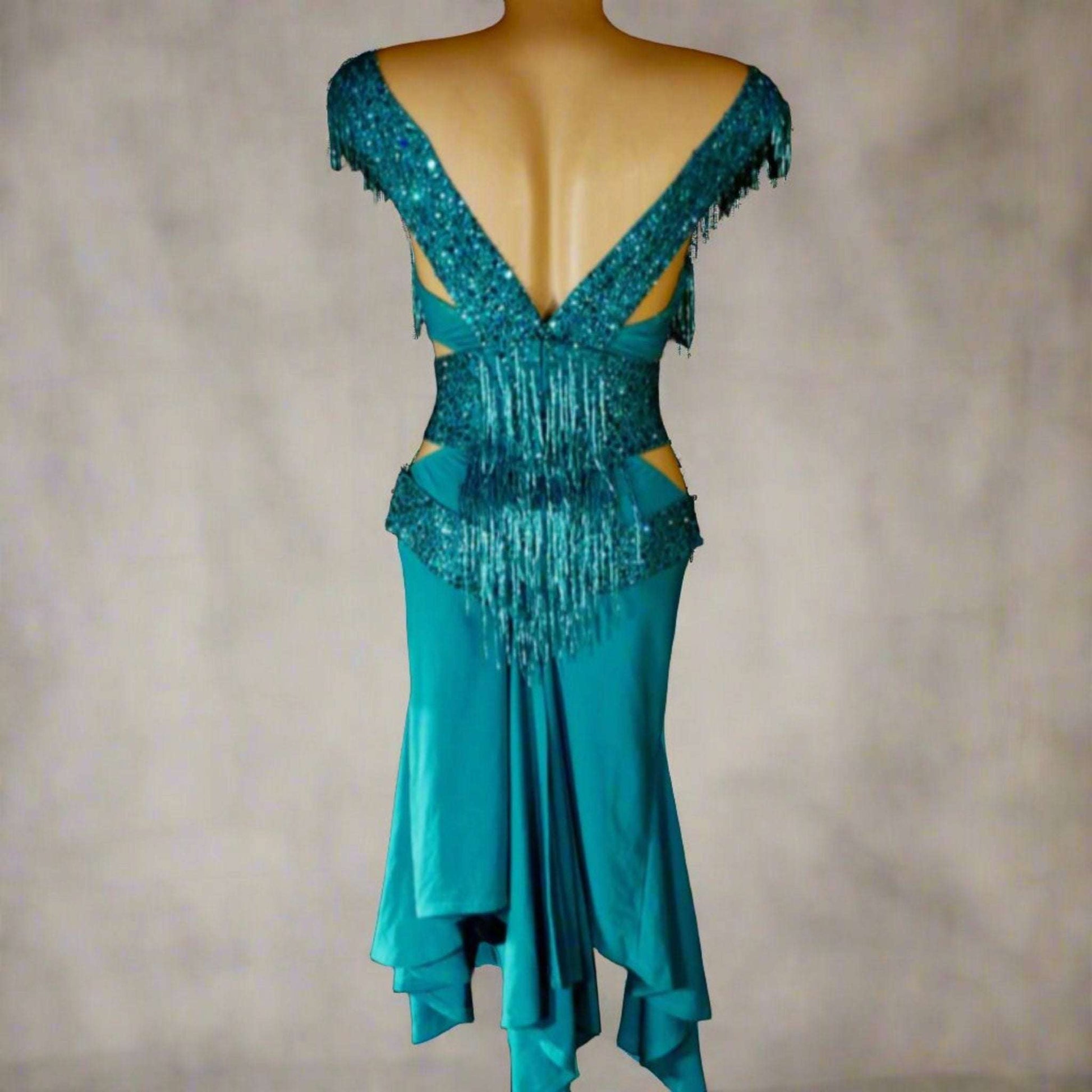 Unique VESA Design Jade Green Latin Dress: Beaded Elegance Awaits Unique VESA Design Jade Green Latin Dress: Beaded Elegance Awaits