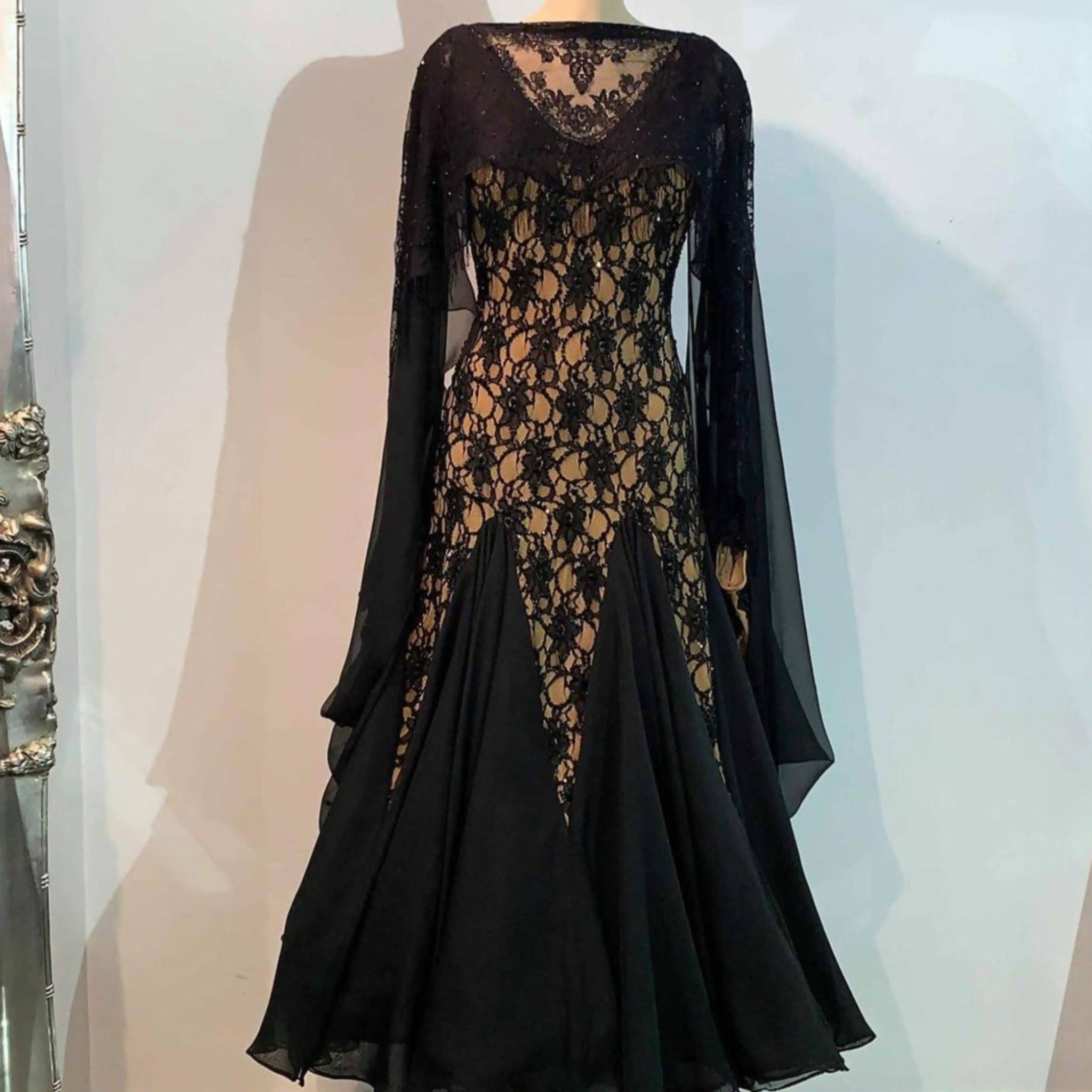 New Black Vesa Standard Ballroom Dress (ballroom dress for sale, standard, modern, smooth) - DDressing