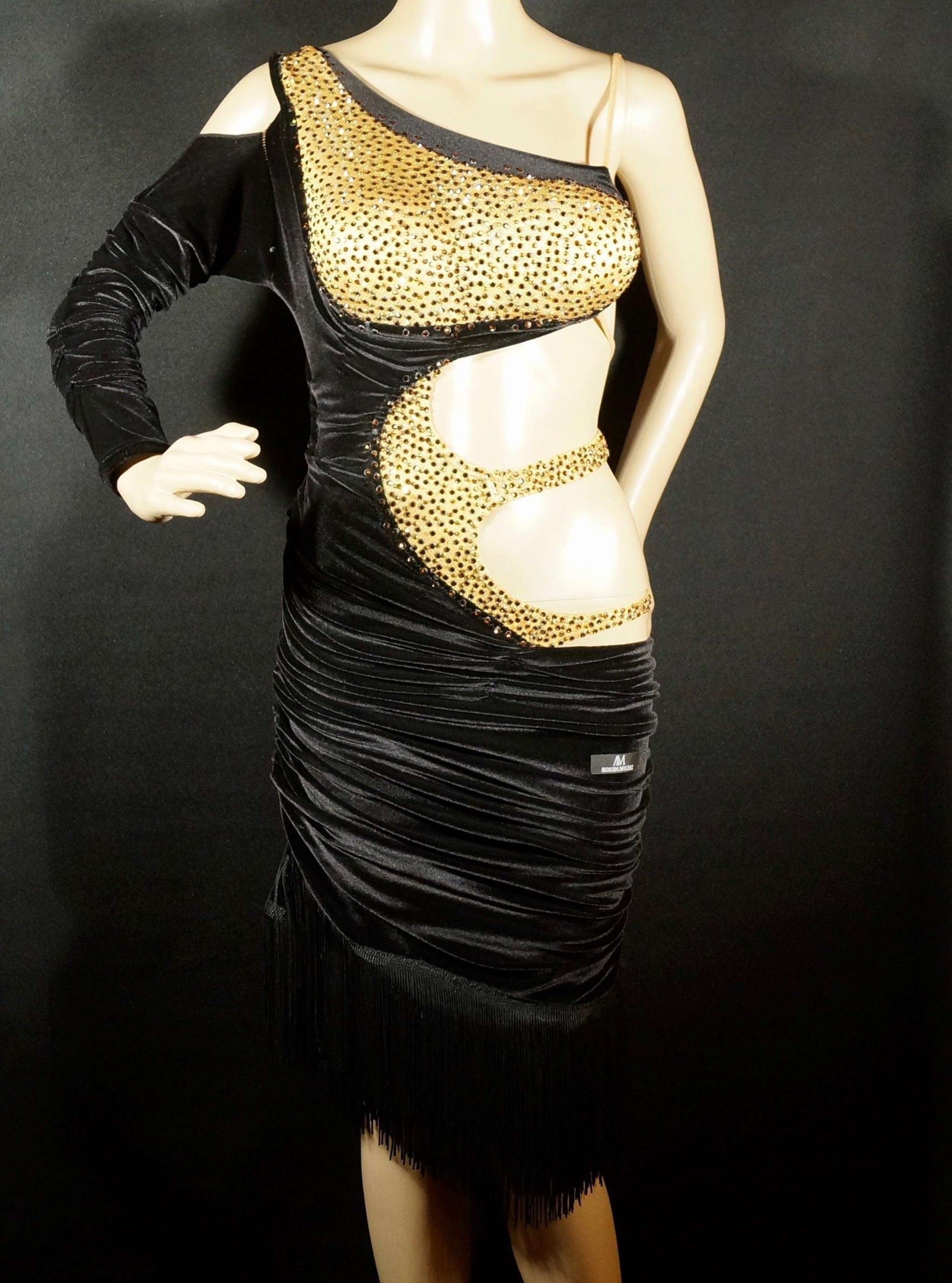 Abraham Martinez Black & Gold Latin Dress ballroom dresses Abraham Ma DDressing | The Dance Dressing Shop Abraham Martinez Black & Gold Latin Dress ballroom dresses Abraham Ma DDressing | The Dance Dressing Shop