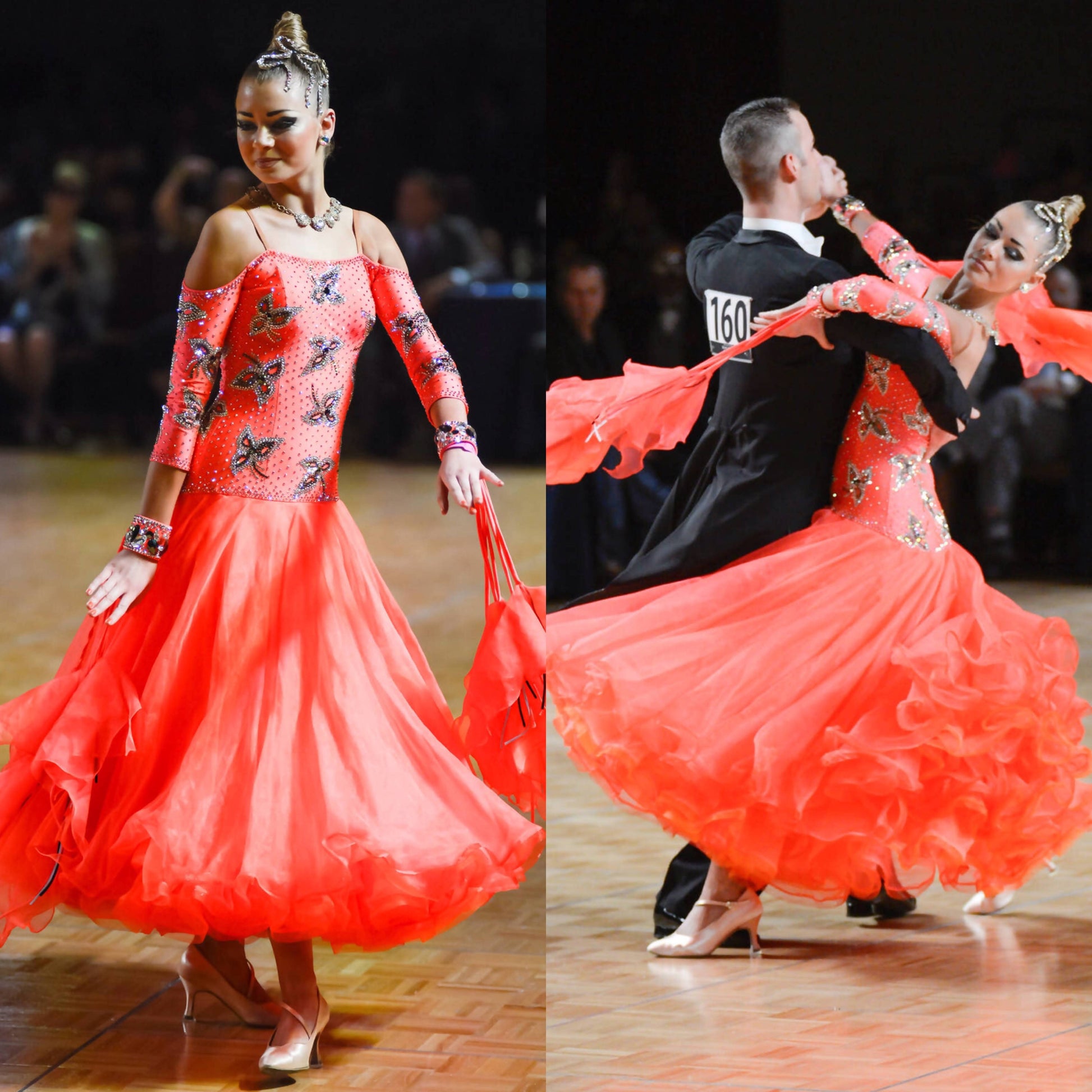 Vibrant Orange Standard Ballroom DressDance Dressing