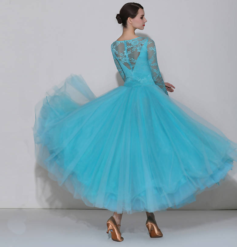 Pink/Blue Standard Ballroom Dancewear Dress with Lace (dancewear, standard dress) 7031
