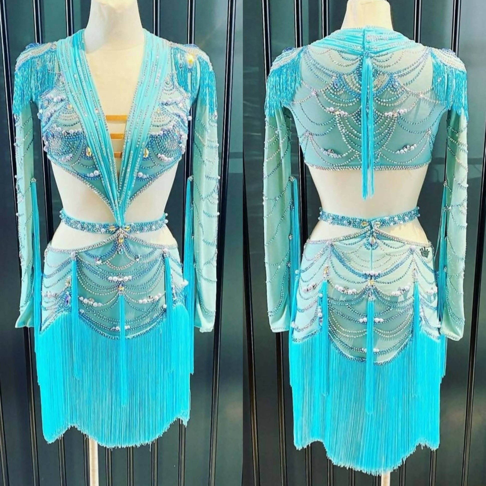 DLK Light Blue Latin Dress, latin dress for sale, rhythm dresses