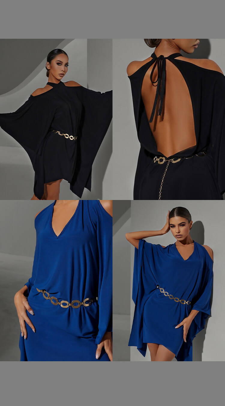 Presale Black-Blue Midnight Serenade Latin Dress | 2303