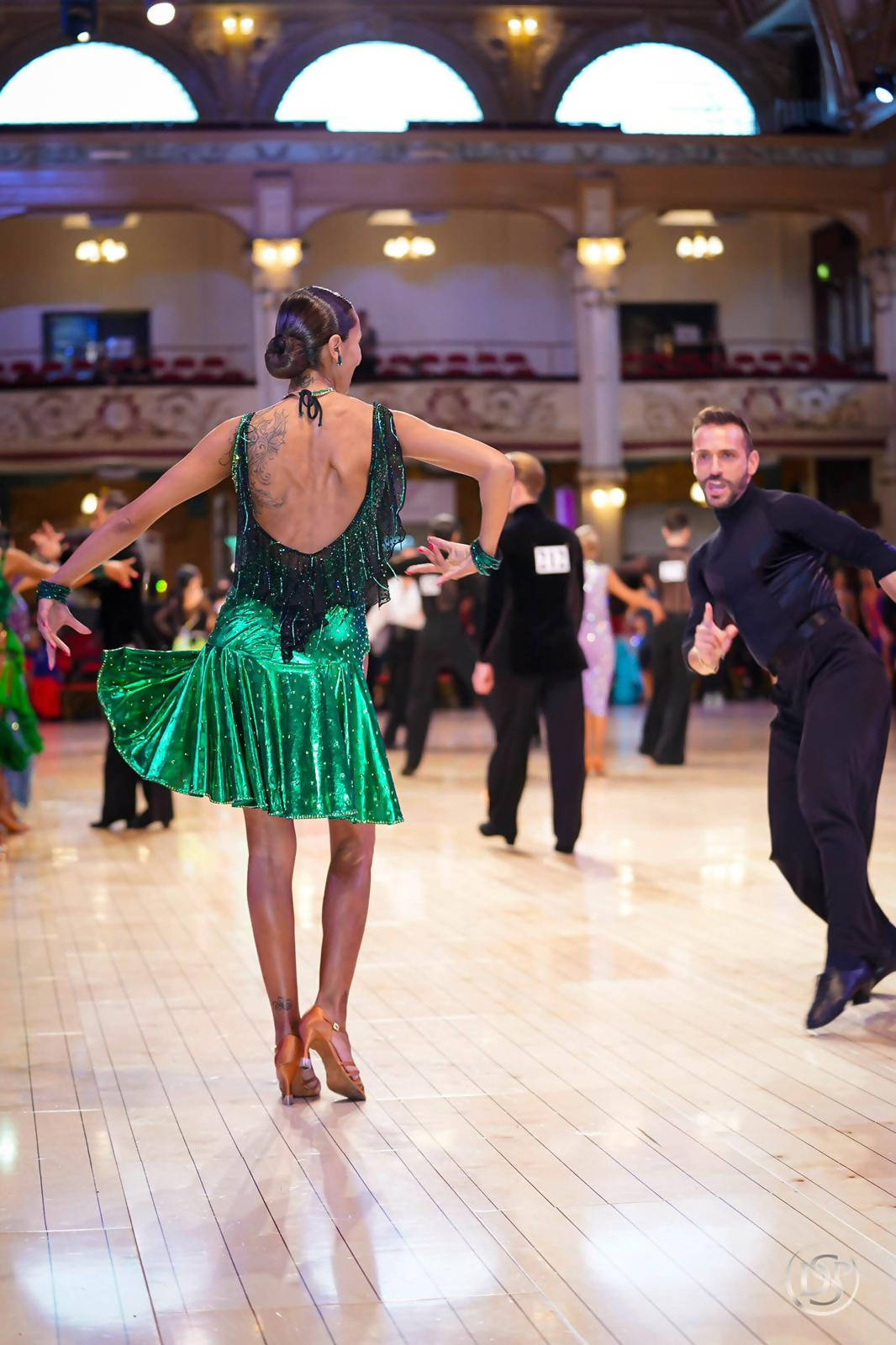 Metallic Emerald Green Latin Dress (ballroom dresses for sale, latin, dancesport, rhythm) - DDressing