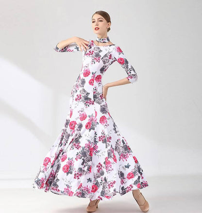 Floral Symphony Ballroom Dance Gown | 9075Dance Dressing