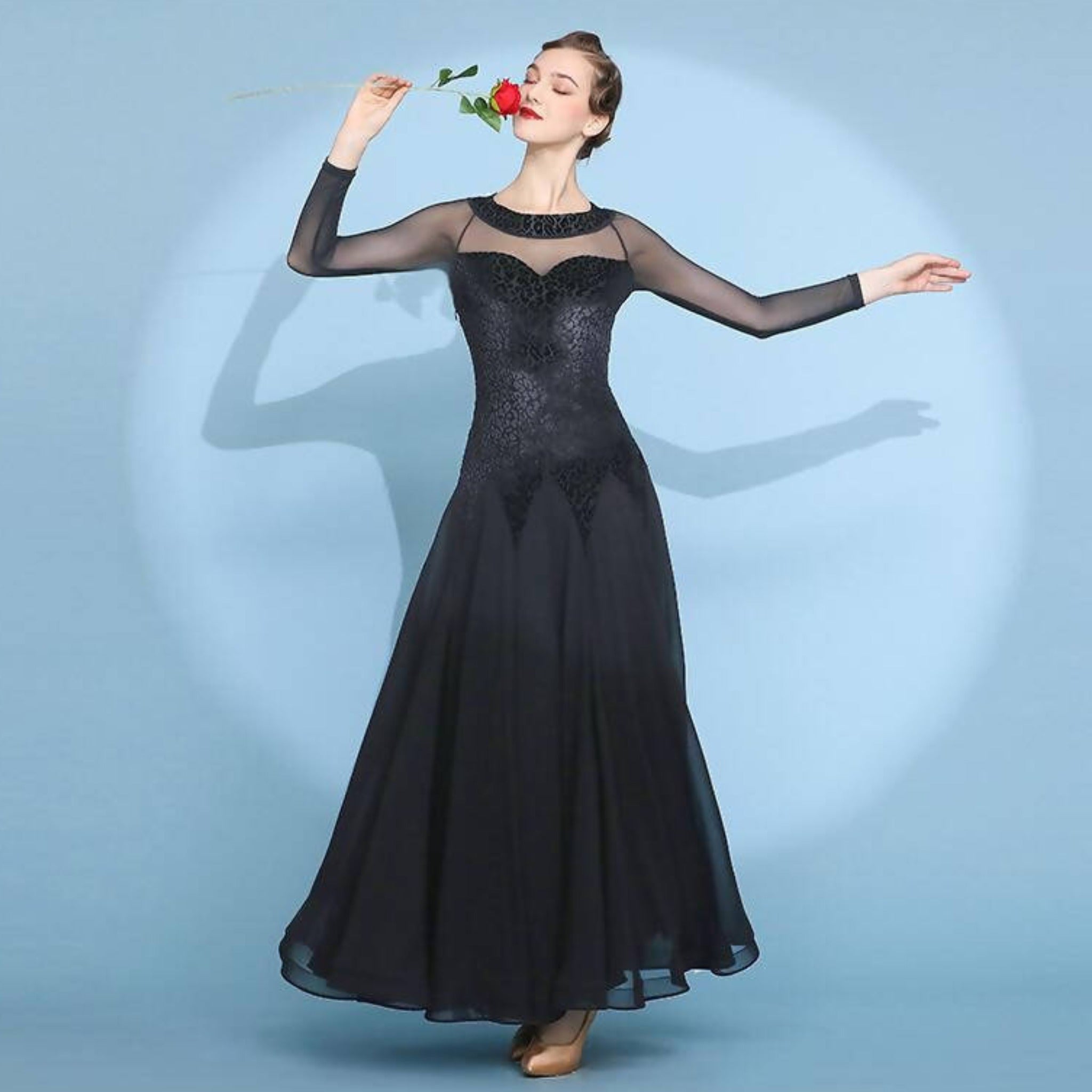 New velvet Black Standard Ballroom Dancewear Dress (dancewear, standard dress) 2117