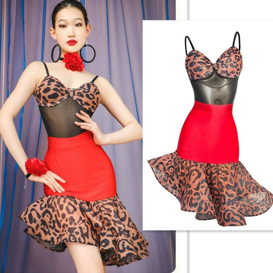 Dress in Red With Leopard Print | ADL56