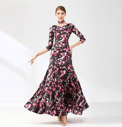 Floral Symphony Ballroom Dance Gown | 9075Dance Dressing