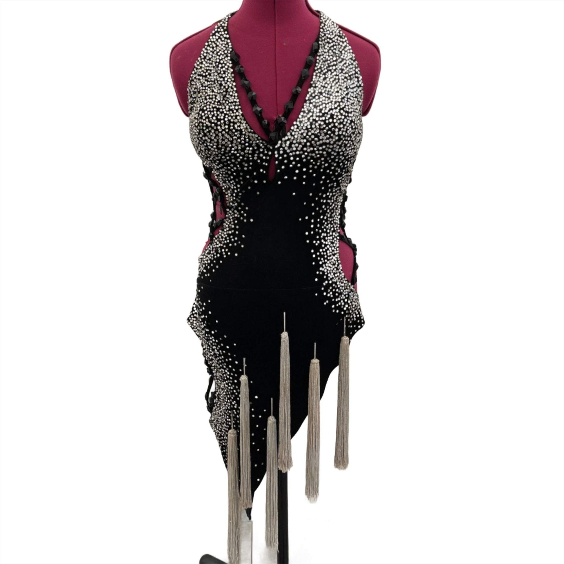 Jet Crystal Velvet Latin Dance DressDance Dressing