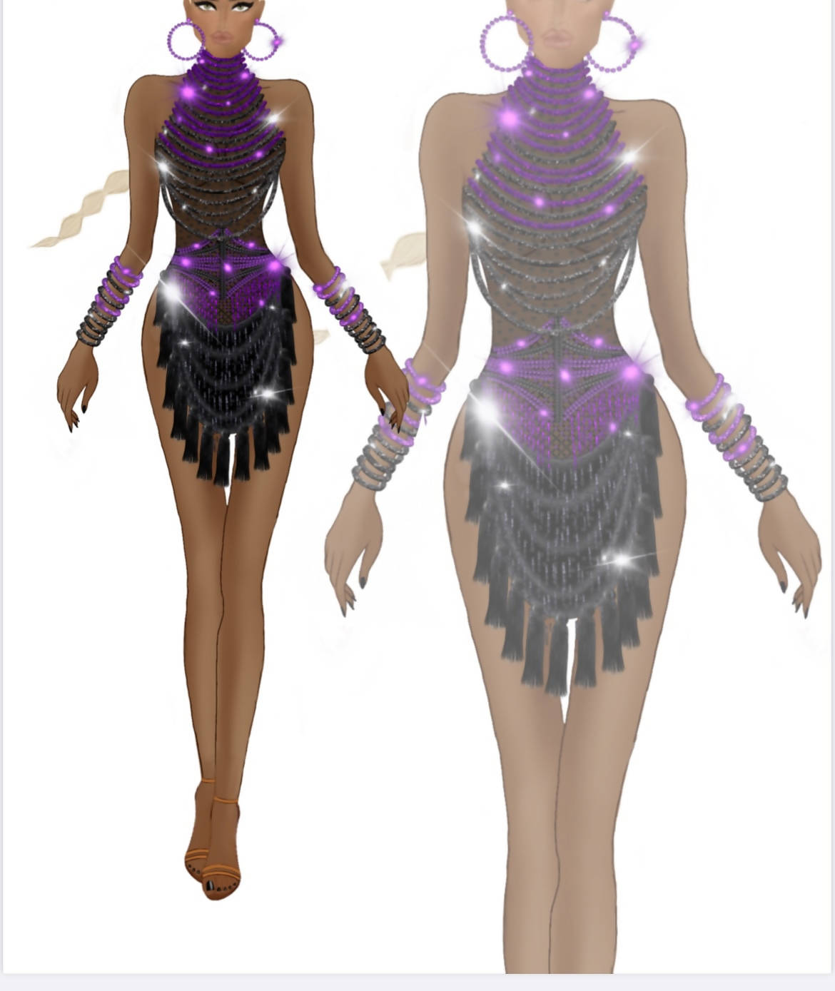 Chic Black & Purple Ajour Design Dress (latin dresses for sale, rhythm)