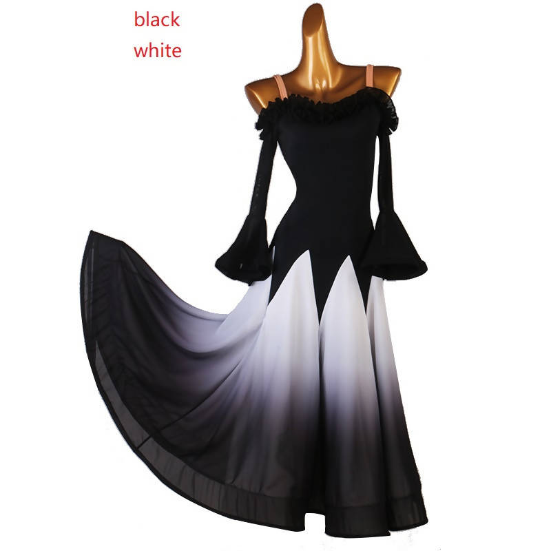 Luminescent Layers Ballroom Practicewear | MQ265Dance Dressing Black White / customise Luminescent Layers Ballroom Practicewear | MQ265Dance Dressing Black White / customise