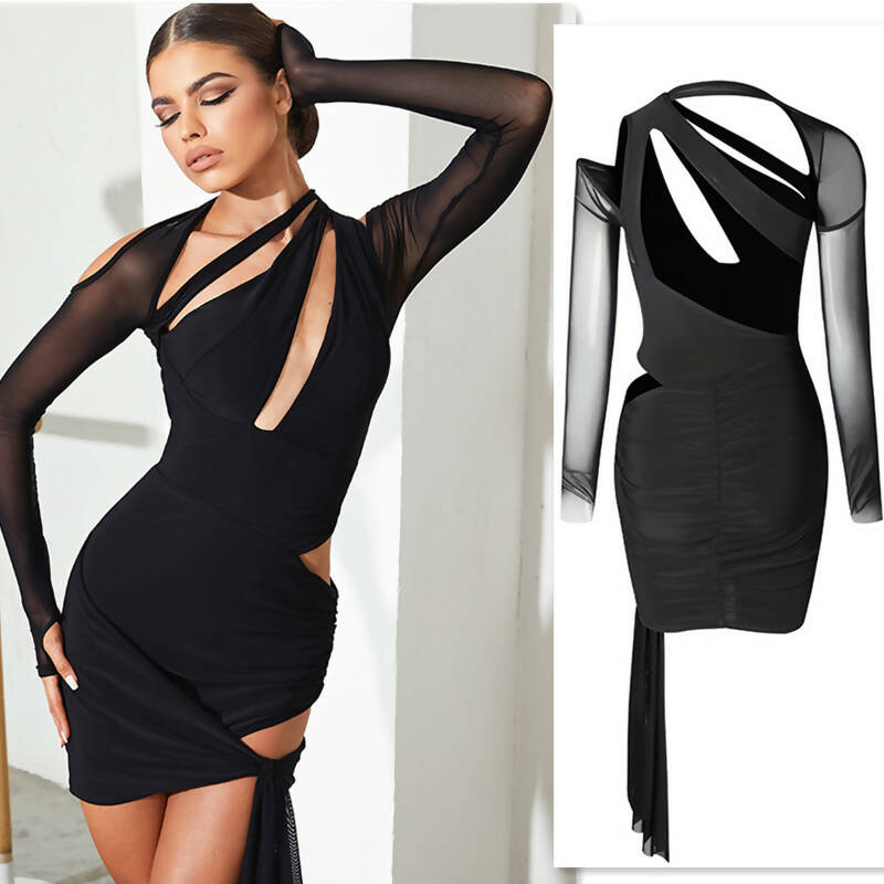 New Black Latin Dancewear Dress (dancewear, dance practice wear) 2238