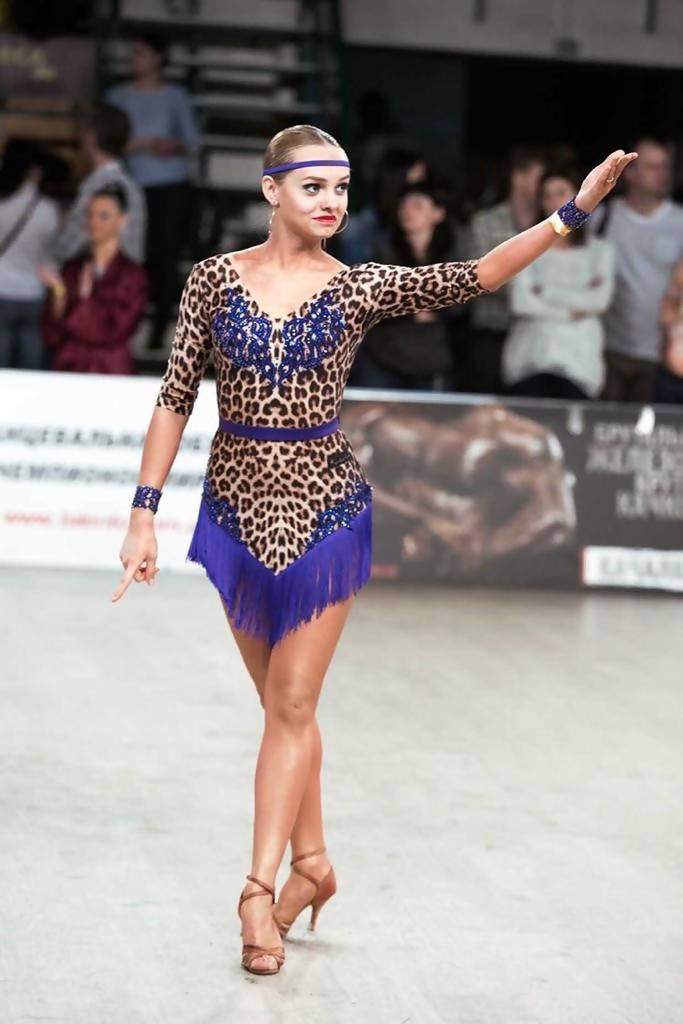 Blue Leopard Latin Dress (ballroom dresses for sale, latin dress for sale, dancesport, rhythm)