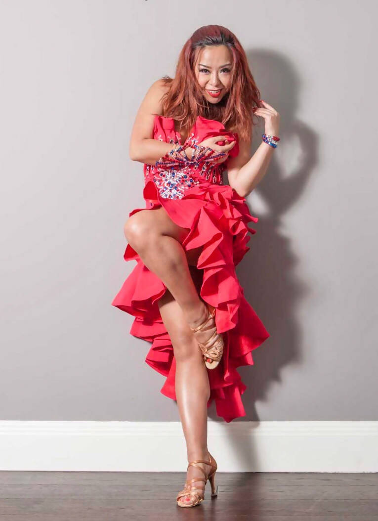 Red Vesa Latin Dress (ballroom dresses for sale, latin dress for sale, dancesport, rhythm)