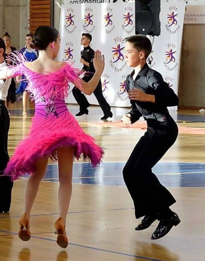Pink Latin Junior Dress with Fringe (ballroom dresses for sale, latin, dancesport, rhythm) - DDressing
