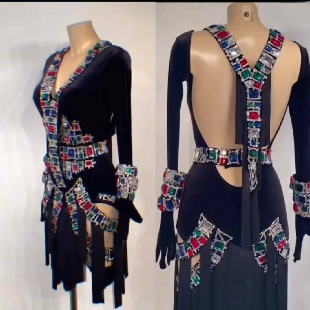 Velvet Opulence Dress by Vesa, latin dress for sale, rhythm dresses, latin dresses for sale, dance dress, competition dress, dress by Vesa, Vesa