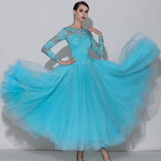 New Pink/Blue Standard Ballroom Dress with Lace | 7031