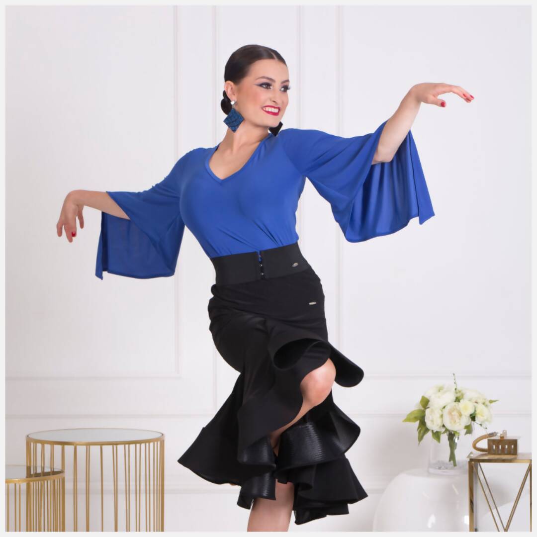 Blue Practice Blouse for Ballroom and Latin
