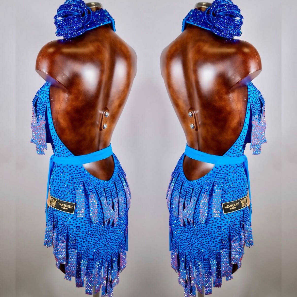 Outstanding Blue Latin Dress by Vakhner (rhythm dress, latin dress for sale)