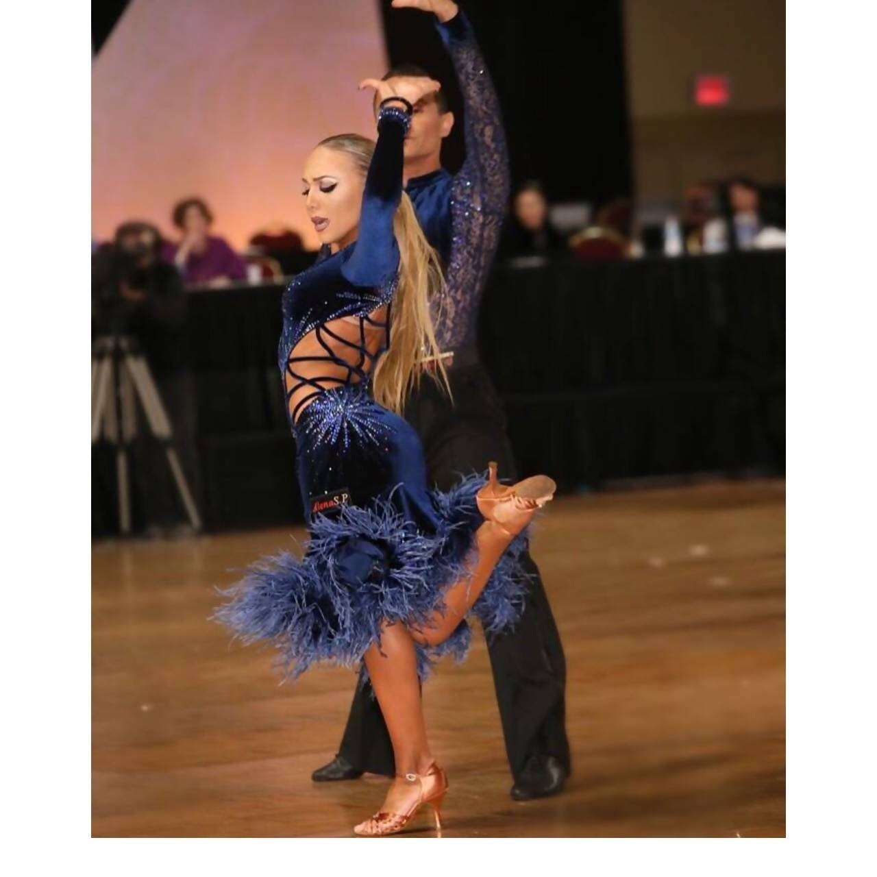 Feathers Navy Blue Latin Dance Dress Feathers Navy Blue Latin Dance Dress