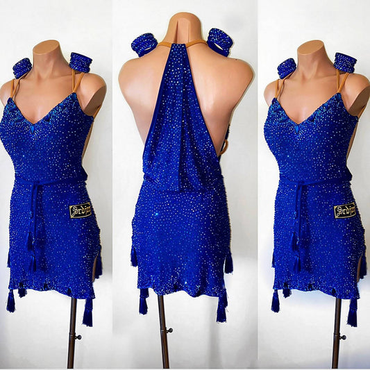 New Sapphire Blue Latin Dress (latin dresses for sale, ballroom, dancesport, rhythm)