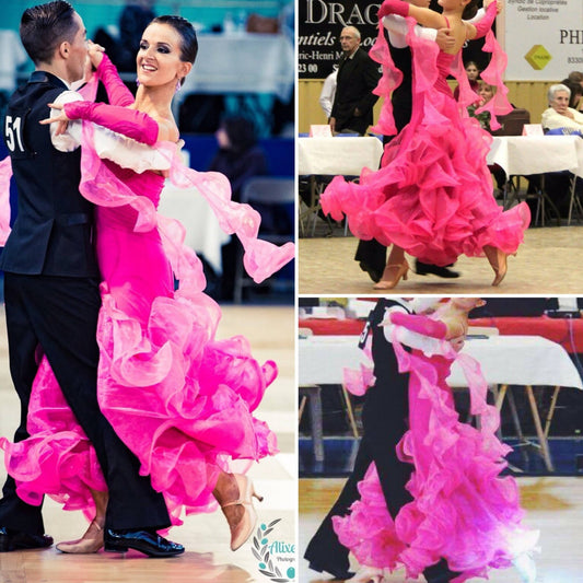 Pink Crinoline Latin Dress (ballroom dresses for sale, latin dress for sale, dancesport, rhythm) - DDressing