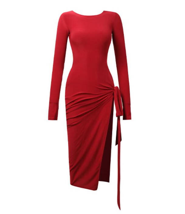 Lustrous High-Cut Dress | Red/Black | 2179