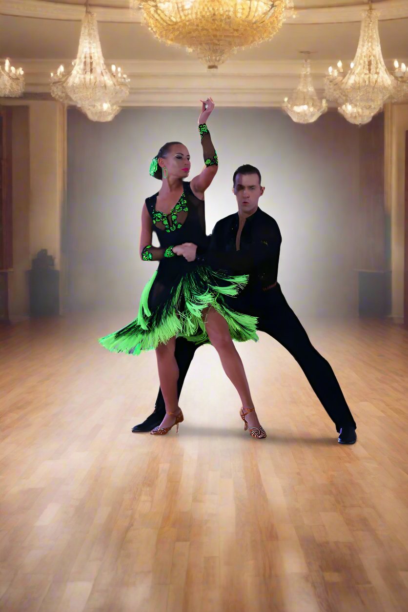 Stunning Black & Neon Green Latin Dress Stunning Black & Neon Green Latin Dress