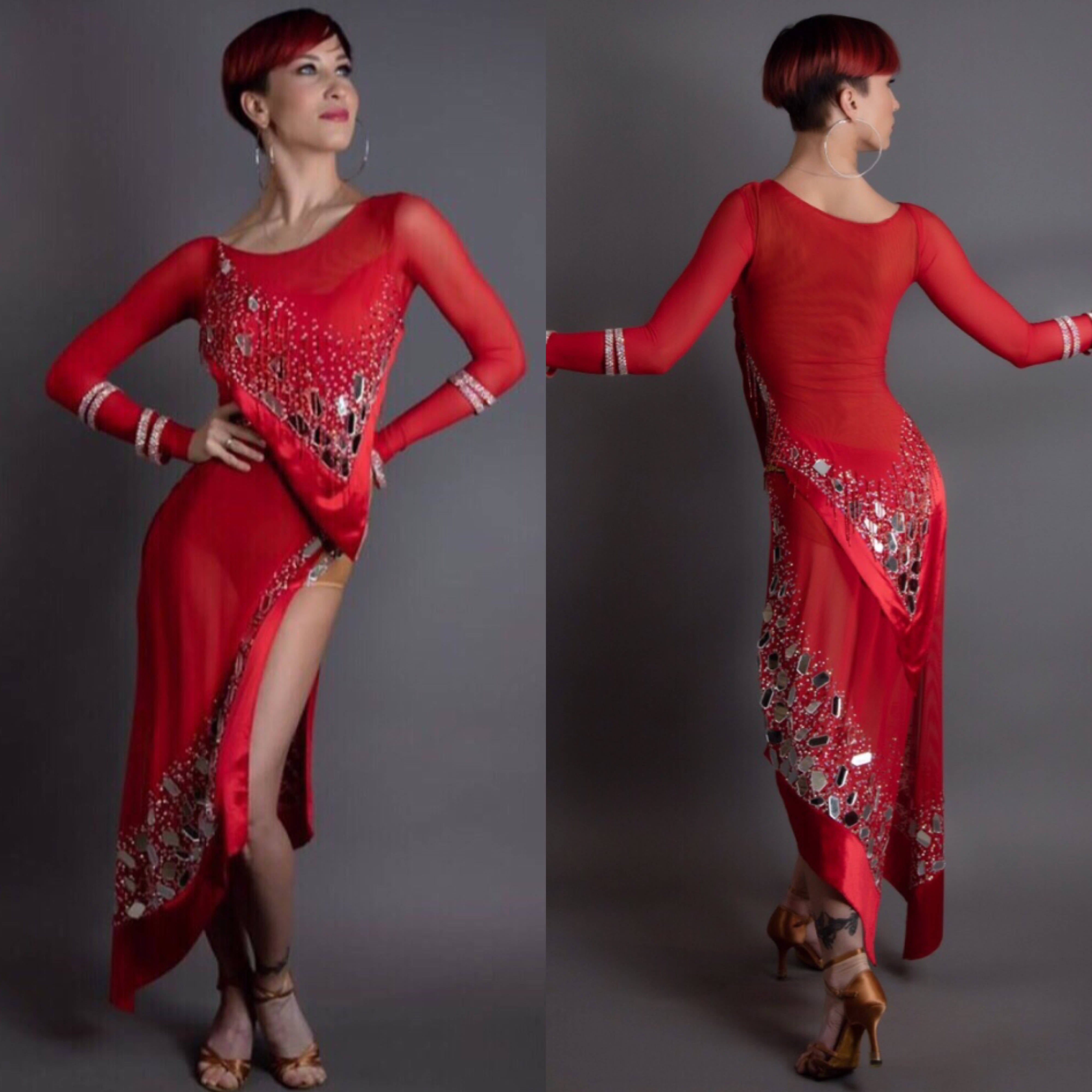 Red Latin Dress by Art-Master For Sale (ballroom dresses for sale, latin dresses for sale, dancesport dresses for sale, rhythm dresses for sale)