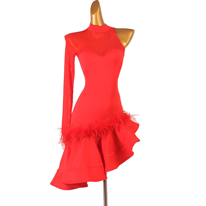 Namens credit Mooie jurk red latin competition dress Rumba cha cha salsa tango dance dress lati –  Dance Dressing