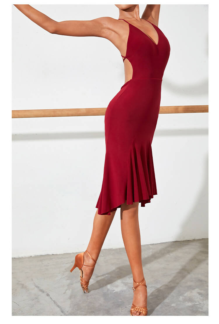 New Red/Black Latin Dancewear Dress (dancewear, dance practice wear) 2238