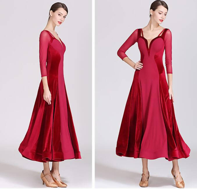 Red Wine/Green Standard Ballroom Dancewear Dress (dancewear, standard dress) 1884