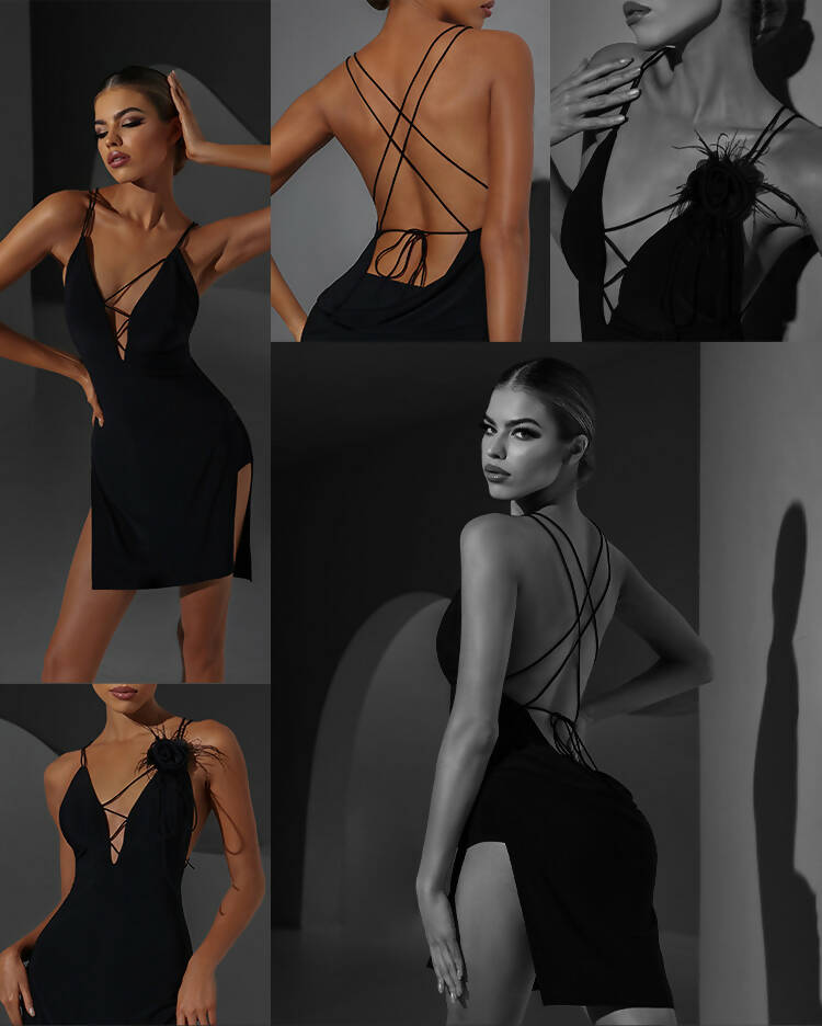 Sensual Striped Back Dress | 2333Dance Dressing