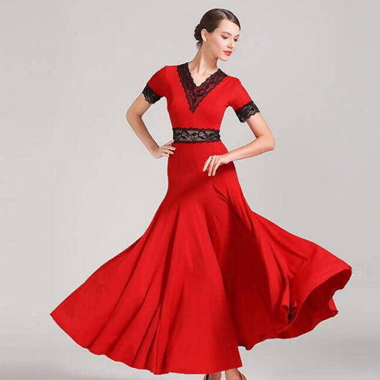 Short Sleeve Red/Green/Black Standard Dress | 9056